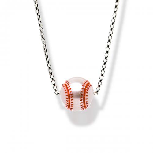 Hand-Carved Pearl Trophy "Baseball" Pendant