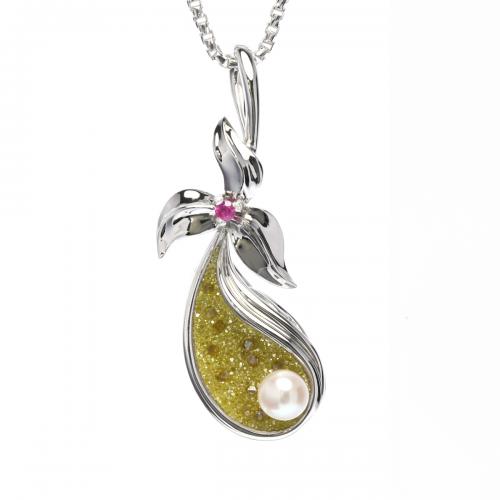 Galaxia Pendant With Lab-Grown Yellow Diamond Druzy